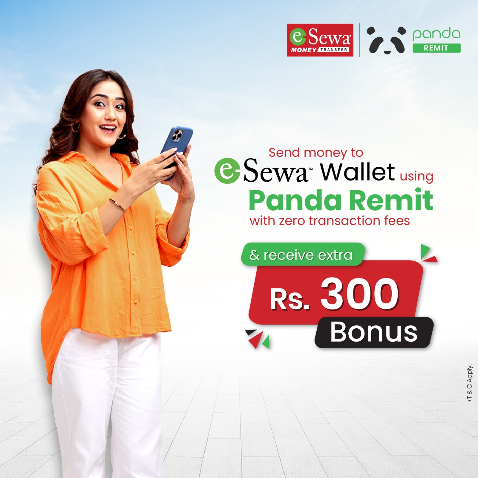 Send money to eSewa Wallet via Panda remit with zero Transaction Fees and get an Extra Rs 300 bonus - Featured Image